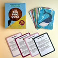 Card game titled 'The Big Poo Quiz' toilet trivia for all the family, with various quiz cards displayed on a beige background