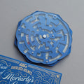 Blue maze puzzle with Sherlock Holmes theme on a grey background