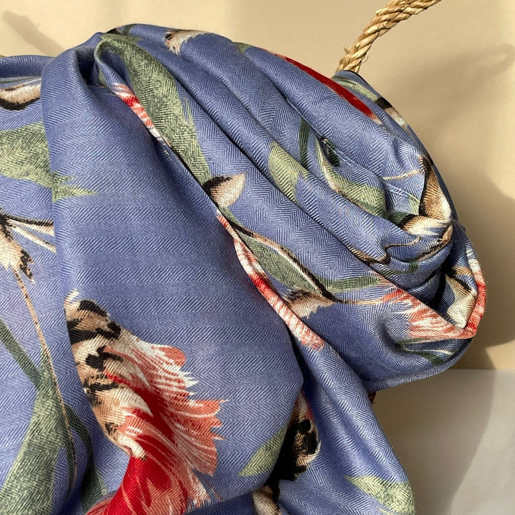 Thistle Print Scarf in Denim Blue