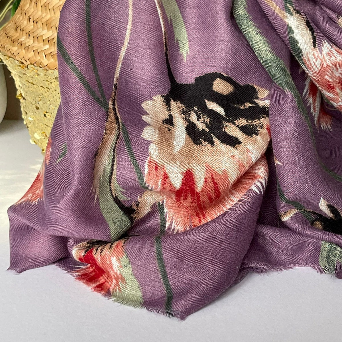 Thistle Print Scarf in Purple