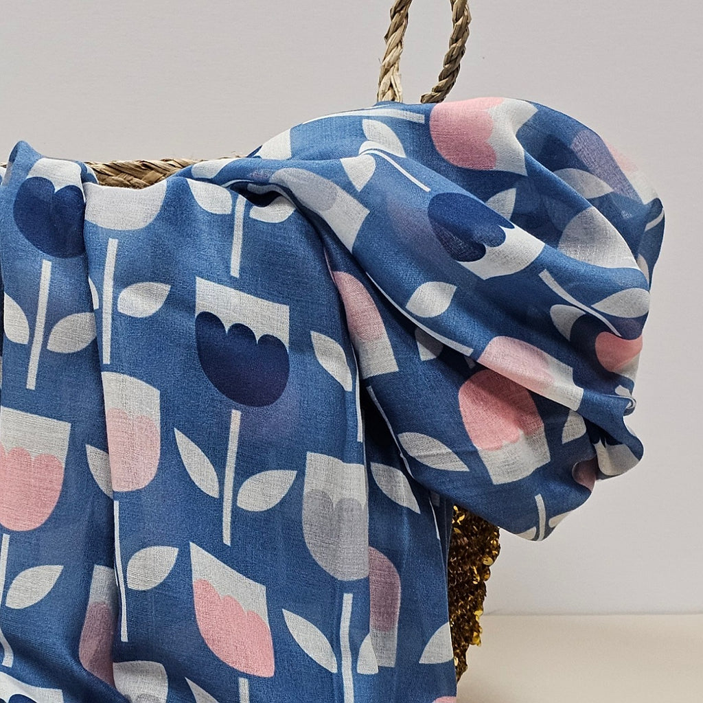 Tulips Scarf in Denim Blue