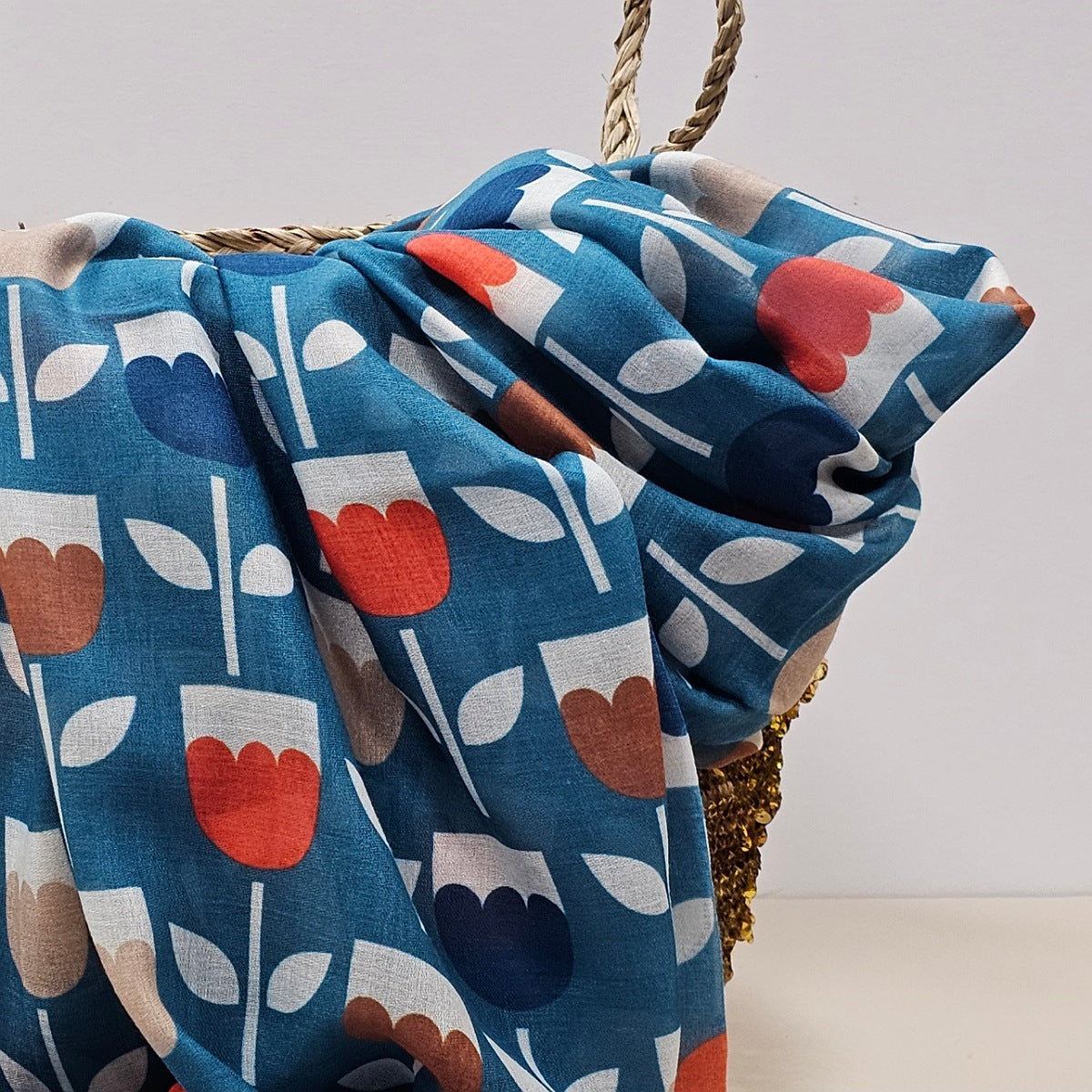 Tulips Scarf in Teal