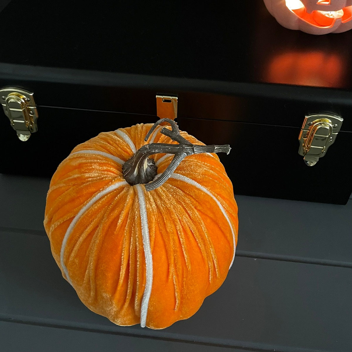 Velvet Orange Pumpkin Decoration