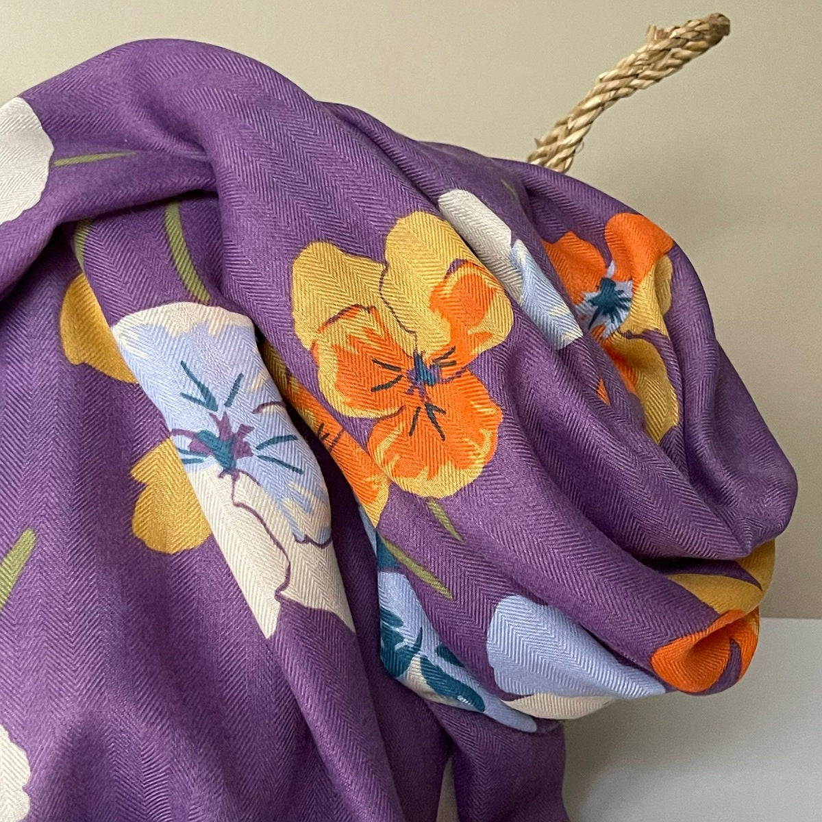 Violas Print Scarf in Dusky Purple