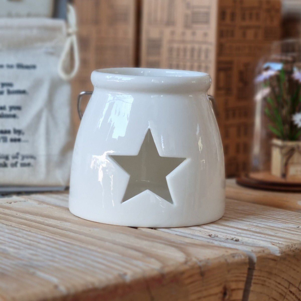 White Porcelain Cut Out Star Tealight Holder