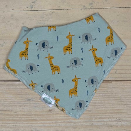 Bandana Dribble Bib - Giraffe and Elephants