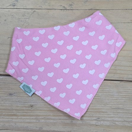 Bandana Dribble Bib - Pink with Hearts