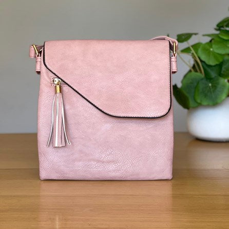 Cross Body Bag With Tassel in Pink