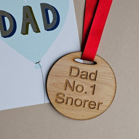 'Dad No.1 Snorer' Wooden Medal