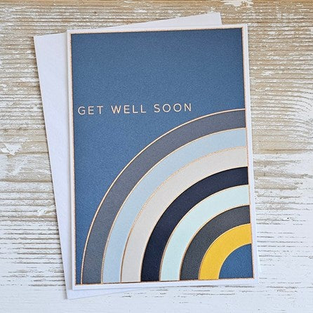 'Get Well Soon' Rainbow Stripes Card