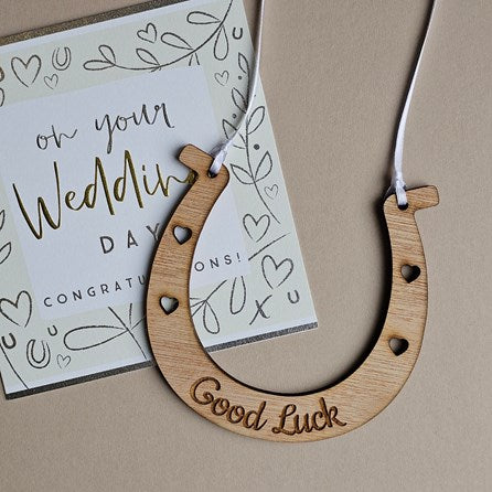 'Good Luck' Wooden Wedding Horseshoe