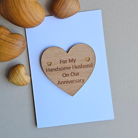 'Handsome Husband' Wedding Anniversary Token and Card