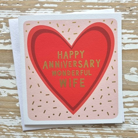'Happy Anniversary Wonderful Wife' Greetings Card