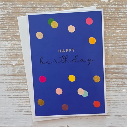 'Happy Birthday' Blue Spotty Card