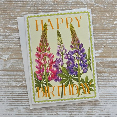 'Happy Birthday' Hollyhocks Card