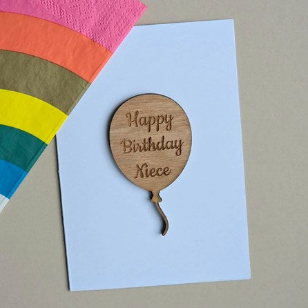 'Happy Birthday Niece' Balloon Token and Card