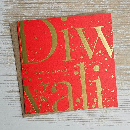 'Happy Diwali' Gold and Red Card
