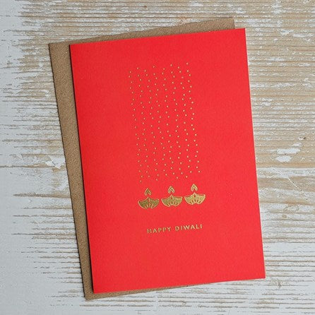 'Happy Diwali' Gold Candle Card