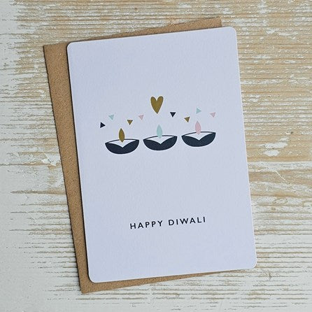 'Happy Diwali' Hearts And Candles Card