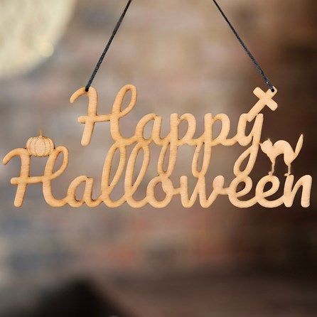 'Happy Halloween' Hanging Wooden Word Sign