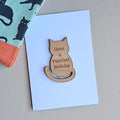 'Have a Purrrfect Birthday' Wooden Cat Token and Card