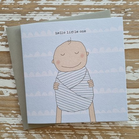 ‘Hello Little One' Blue Greetings Card