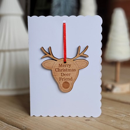 'Merry Christmas Deer Friend' Hanging Decoration Card