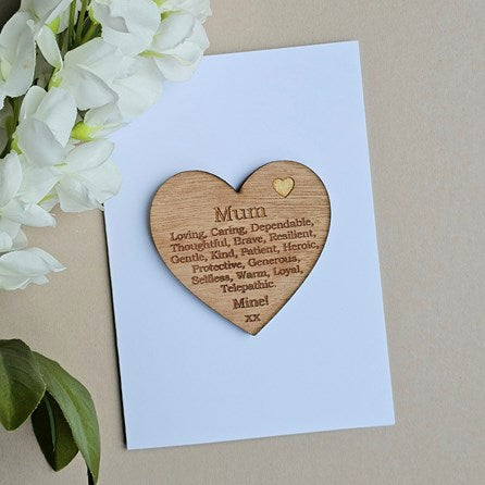 'Mum Mine!' Wooden Heart Token and Card