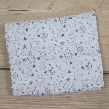 Muslin Square - Grey Elephants