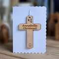 Personalised Christening Cross Hanging Decoration Card