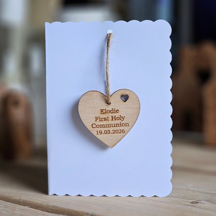 Personalised First Holy Communion Hanging Heart Card
