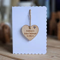 Personalised 'Heart Belongs To Mum' Hanging Heart Card