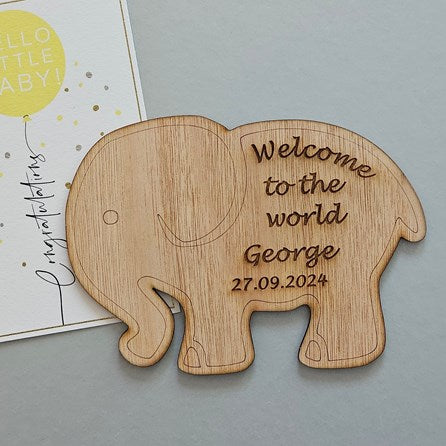 Personalised New Baby 'Welcome' Elephant Decoration