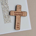 Personalised Wooden Baptism Cross Pocket Token