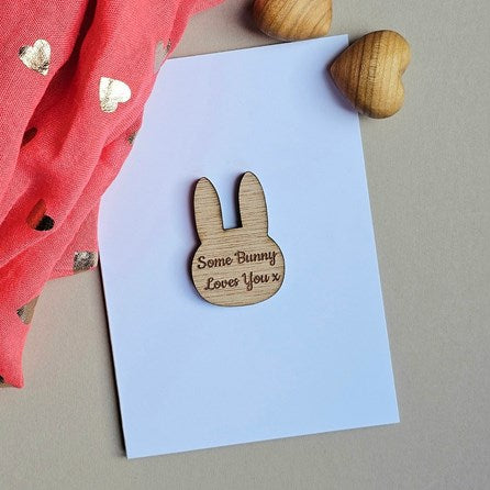 'Some Bunny Loves You' Rabbit Pocket Token and Card
