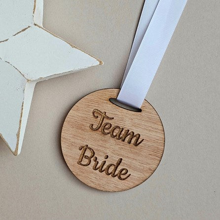 'Team Bride' Wooden Medal