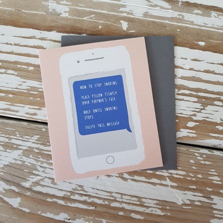 ‘How To Stop Snoring...' Mini Greetings Card