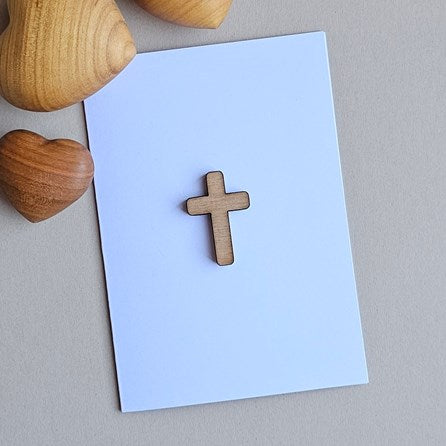 Wooden Cross Pocket Token and Card
