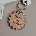 'You Are My Sunshine' Wooden Sun Keyring