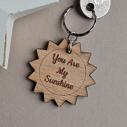 'You Are My Sunshine' Wooden Sun Keyring